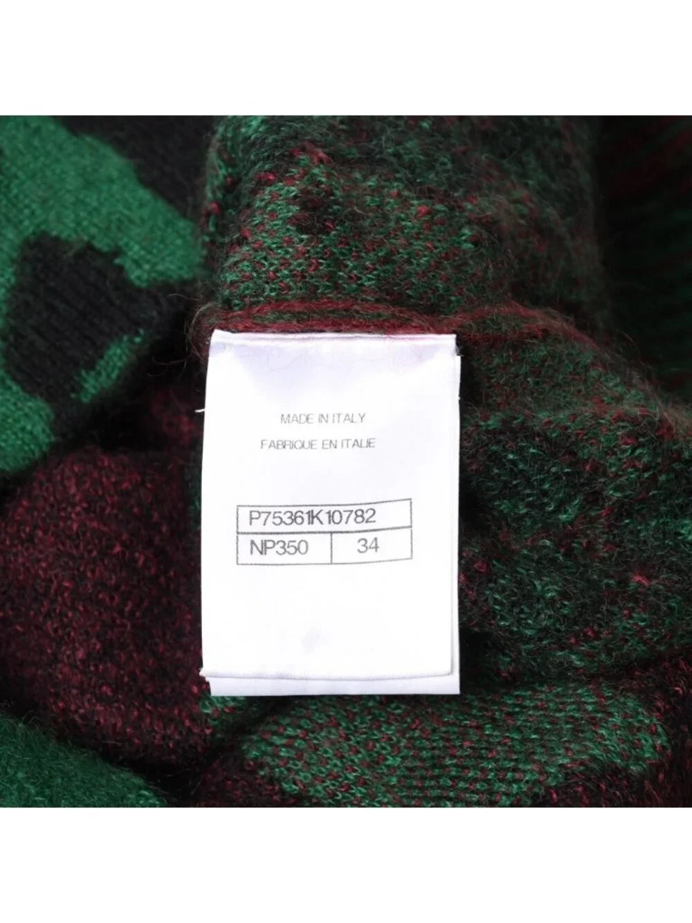 Chanel Knit Sweater CC Logo Leopard Green Cashmere Mohair Wool 4 34